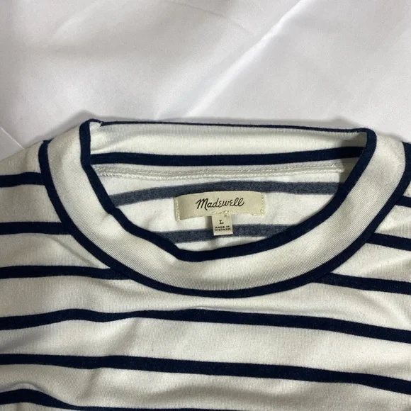 Madewell Women's striped top, White/Navy blue, Long Sleeve, Size large - Picture 3 of 4